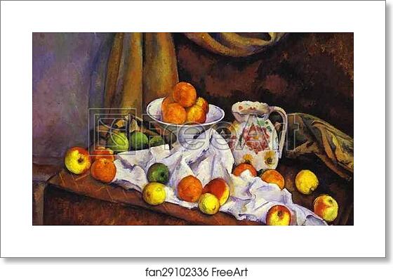 Free art print of Still Life with Fruit, Pitcher and Fruit-Vase by Paul Cézanne Free art print of Still Life with Fruit, Pitcher and Fruit-Vase by Paul Cézanne