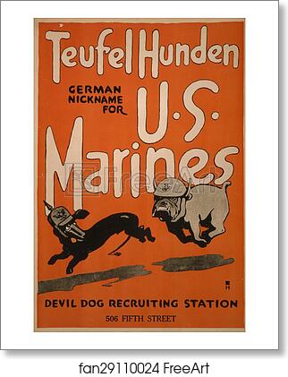 Free art print of Teufel hunden, German nickname for U.S. Marines. Devil dog recruiting station, 506 Fifth Street. Free art print of Teufel hunden, German nickname for U.S. Marines. Devil dog recruiting station, 506 Fifth Street.