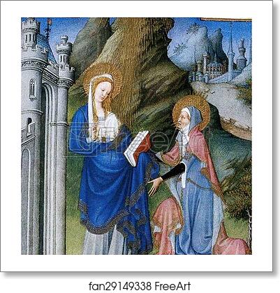 Free art print of Les trÄ�s riches heures du Duc de Berry. Mary Visits St. Elisabeth. Detail by Limbourg Brothers