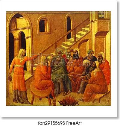 Free art print of Maestà (back, central panel) St. Peter First Denying Jesus by Duccio Di Buoninsegna Free art print of Maestà (back, central panel) St. Peter First Denying Jesus by Duccio Di Buoninsegna