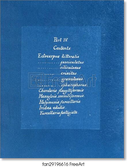 Free art print of Contents list by Anna Atkins