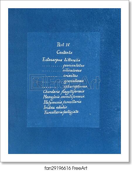 Free art print of Contents list by Anna Atkins Free art print of Contents list by Anna Atkins