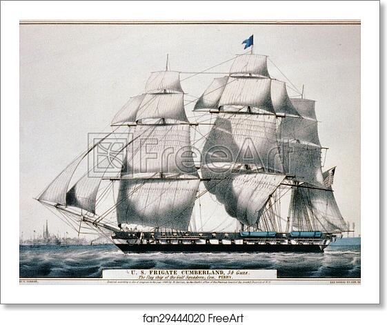 Free art print of U.S. Frigate Cumberland, 54 Guns. The flag ship of the Gulf Squadron, Commander Perry. by Currier & Ives Free art print of U.S. Frigate Cumberland, 54 Guns. The flag ship of the Gulf Squadron, Commander Perry. by Currier & Ives