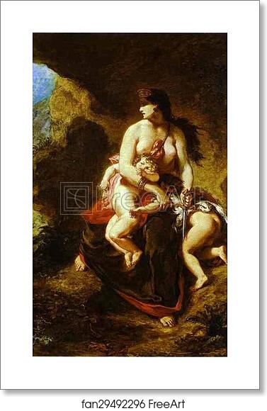 Free art print of Medea about to Kill Her Children by Eugène Delacroix