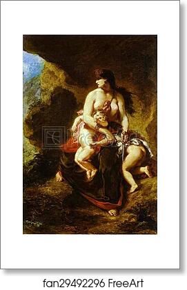 Free art print of Medea about to Kill Her Children by Eugène Delacroix