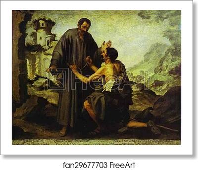 Free art print of Brother Juniper and the Beggar by Bartolomé Esteban Murillo