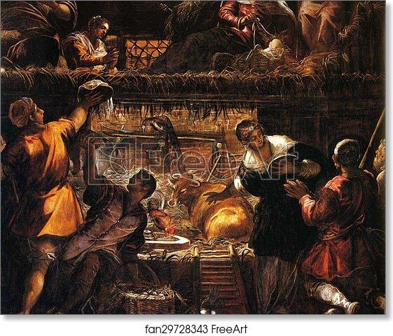 Free art print of Adoration of the Shepherds. Detail by Jacopo Robusti, Called Tintoretto
