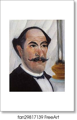 Free art print of Portrait of the Artist with a Lamp by Henri Rousseau