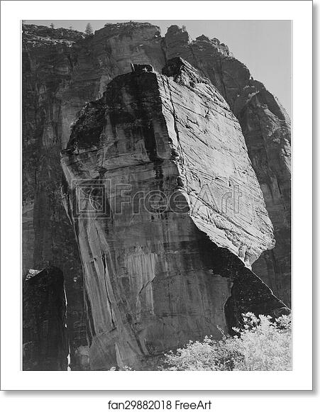 Free art print of Rock formation, from below, "In Zion National Park," Utah. (Vertical orientation). Photographs of National Parks and Monuments, compiled 1941 - 1942, documenting the period ca. 1933 - 1942. by Ansel Adams (1902-1984) Free art print of Rock formation, from below, "In Zion National Park," Utah. (Vertical orientation). Photographs of National Parks and Monuments, compiled 1941 - 1942, documenting the period ca. 1933 - 1942. by Ansel Adams (1902-1984)