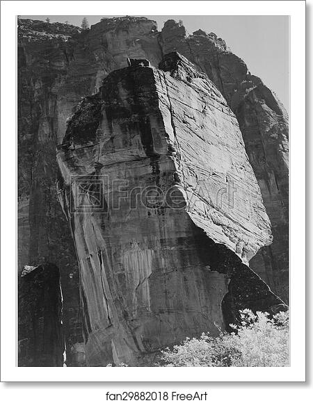 Free art print of Rock formation, from below, "In Zion National Park," Utah. (Vertical orientation). Photographs of National Parks and Monuments, compiled 1941 - 1942, documenting the period ca. 1933 - 1942. by Ansel Adams (1902-1984) Free art print of Rock formation, from below, "In Zion National Park," Utah. (Vertical orientation). Photographs of National Parks and Monuments, compiled 1941 - 1942, documenting the period ca. 1933 - 1942. by Ansel Adams (1902-1984)