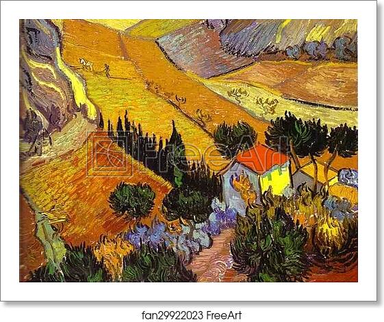 Free art print of Landscape with House and Laborer (Paysage avec une maison et un laboureur) by Vincent Van Gogh Free art print of Landscape with House and Laborer (Paysage avec une maison et un laboureur) by Vincent Van Gogh