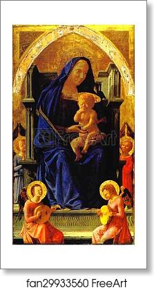 Free art print of Madonna Enthroned. Panel from the Pisa Altar by Masaccio