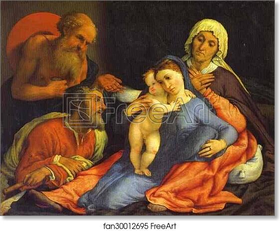 Free art print of Madonna and Child with St. Jerome, St. Joseph and St. Anne by Lorenzo Lotto