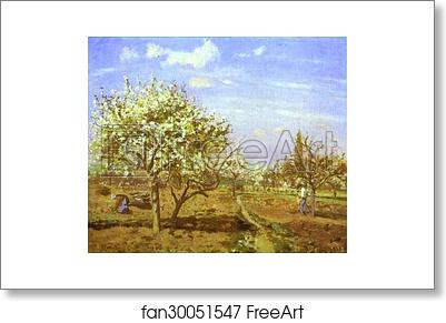 Free art print of Orchard in Blossom, Louveciennes by Camille Pissarro