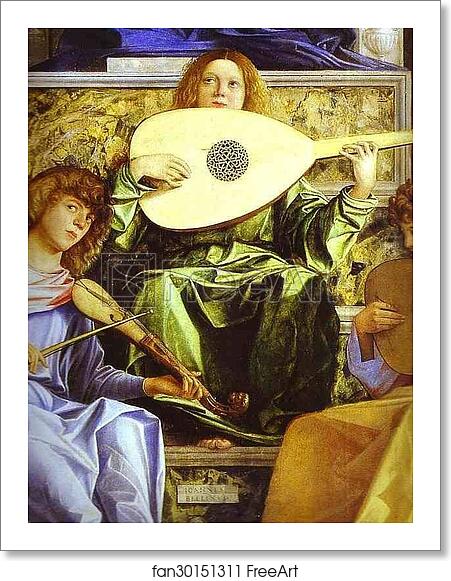 Free art print of Madonna and Child, Three Musical Angels, and SS. Francis, John the Baptist, Job, Dominic, Sebastian, and Louis of Toulouse, known as the St. Job (Giobbe) Altarpiece. Detail by Giovanni Bellini Free art print of Madonna and Child, Three Musical Angels, and SS. Francis, John the Baptist, Job, Dominic, Sebastian, and Louis of Toulouse, known as the St. Job (Giobbe) Altarpiece. Detail by Giovanni Bellini