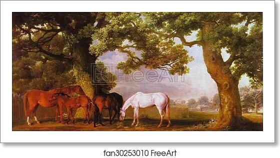Free art print of Mares and Foals in a Wooded Landscape by George Stubbs