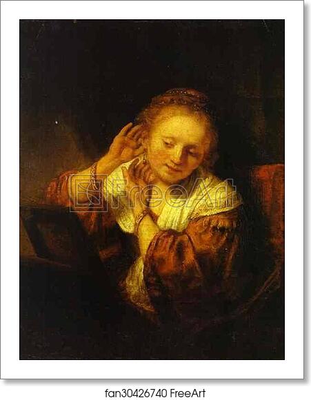 Free art print of A Young Woman Trying on Earings by Rembrandt Harmenszoon Van Rijn Free art print of A Young Woman Trying on Earings by Rembrandt Harmenszoon Van Rijn