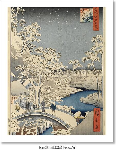 Free art print of The Drum Bridge and Sunset Hill at Meguro by Utagawa Hiroshige Free art print of The Drum Bridge and Sunset Hill at Meguro by Utagawa Hiroshige