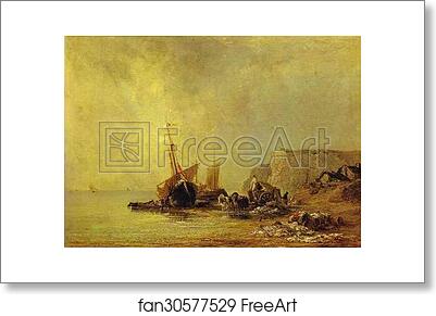 Free art print of Boats by the Shores of Normandy by Richard Parkes Bonington