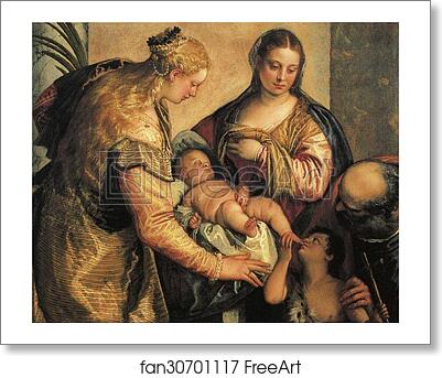 Free art print of The Holy Family with St.Barbara and the Young St. John the Baptist by Paolo Veronese