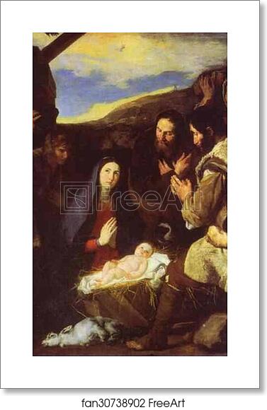 Free art print of The Adoration of the Shepherds by Jusepe De Ribera