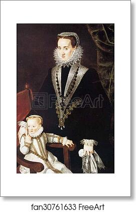 Free art print of Dona Maria Manrique de Lara y Pernstein and One of Her Daughters by Sofonisba Anguissola