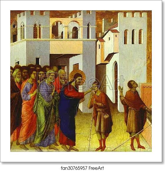 Free art print of Maestà (back, predella) The Healing of the Blind Man by Duccio Di Buoninsegna Free art print of Maestà (back, predella) The Healing of the Blind Man by Duccio Di Buoninsegna