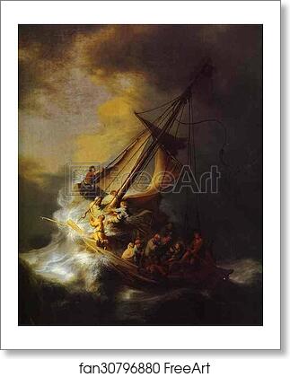 Free art print of Christ in the Storm on the Lake of Galilee by Rembrandt Harmenszoon Van Rijn