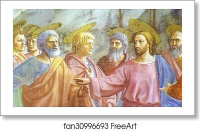 Free art print of Rendering of the Tribute Money. Detail by Masaccio