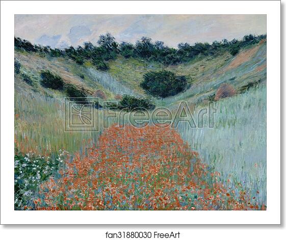 Free art print of Poppy Field in a Hollow near Giverny by Claude Monet