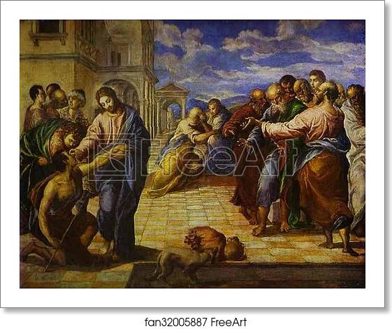 Free art print of Christ Healing the Blind Man by El Greco