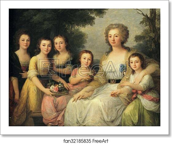 Free art print of Portrait of Countess A. S. Protasova with Her Nieces by Angelica Kauffman
