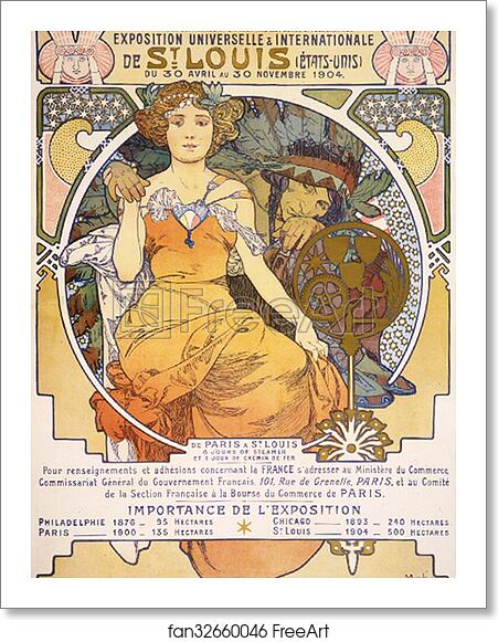 Free art print of Exposition Universelle & Internationale De St. Louis by Alphonse Mucha