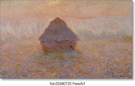 Free art print of Grainstack, Sun in the Mist by Claude Monet