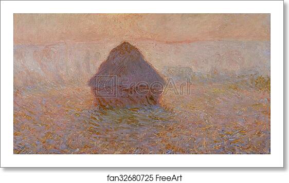 Free art print of Grainstack, Sun in the Mist by Claude Monet