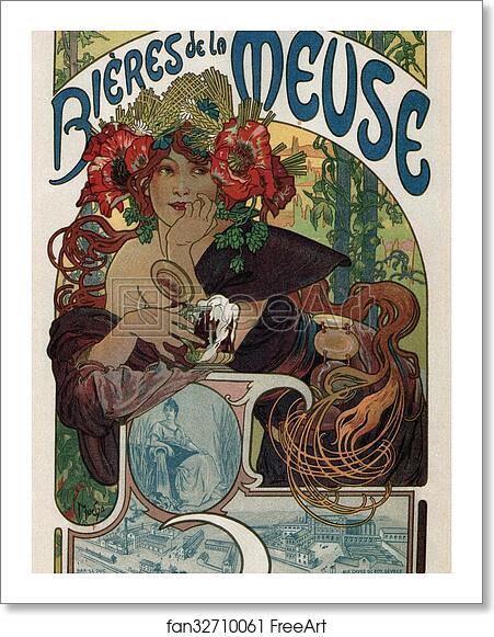 Free art print of Bieres De La Meuse by Alphonse Mucha Free art print of Bieres De La Meuse by Alphonse Mucha