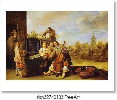 Free art print of The Painter and His Family by David Teniers The Younger