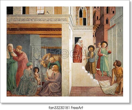 Free art print of Birth of St. Francis, Prophecy of the Birth by a Pilgrim, Homage of the Simple Man by Benozzo Gozzoli Free art print of Birth of St. Francis, Prophecy of the Birth by a Pilgrim, Homage of the Simple Man by Benozzo Gozzoli