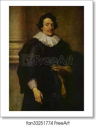 Free art print of Portrait of a Gentleman Dressed in Black, in Front of a Pillar by Sir Anthony Van Dyck