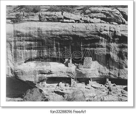 Free art print of Cliff dwellings, "Mesa Verde National Park," Colorado, "1941.".  Photographs of National Parks and Monuments, compiled 1941 - 1942, documenting the period ca. 1933 - 1942. by Ansel Adams (1902-1984)