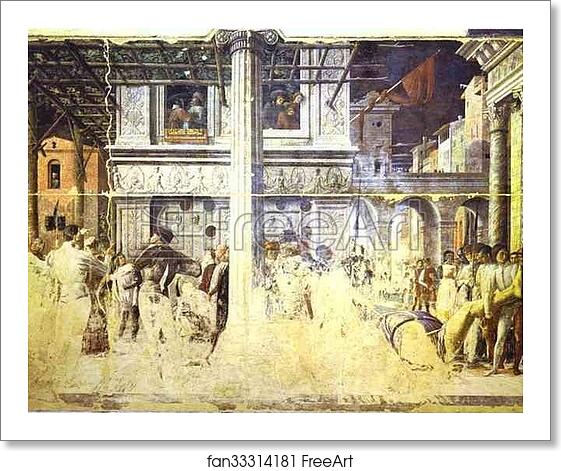 Free art print of Martyrdom of St. Christopher and the Transport of his Body. (Lives of St. James and St. Christopher) by Andrea Mantegna Free art print of Martyrdom of St. Christopher and the Transport of his Body. (Lives of St. James and St. Christopher) by Andrea Mantegna