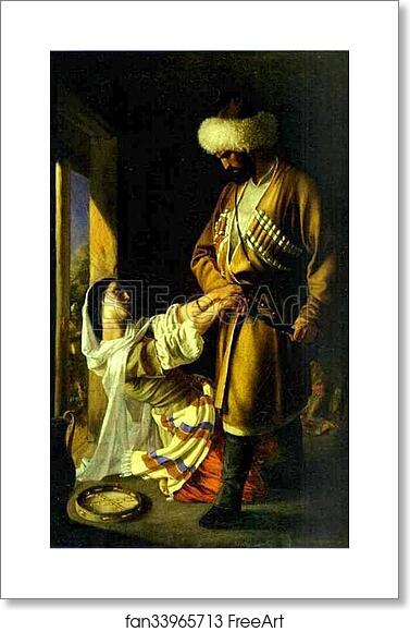 Free art print of Leila and Khaji-Abrek (based on the poem Khaji-Abrek by Mikhail Lermontov) by Nikolay Gay
