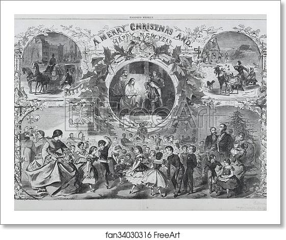 Free art print of A Merry Christmas and Happy New Year by Winslow Homer Free art print of A Merry Christmas and Happy New Year by Winslow Homer
