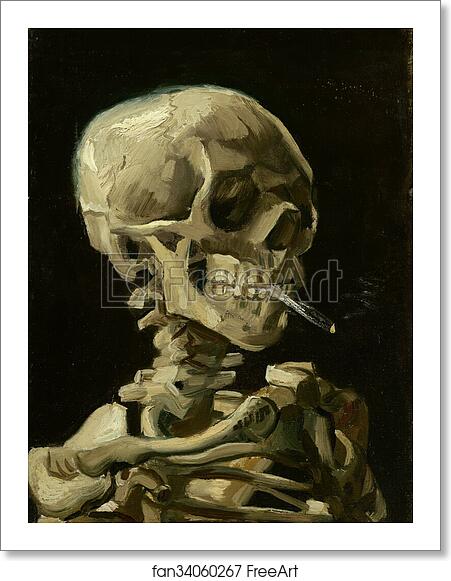 Free art print of Head of a skeleton with a burning cigarette by Vincent Van Gogh Free art print of Head of a skeleton with a burning cigarette by Vincent Van Gogh