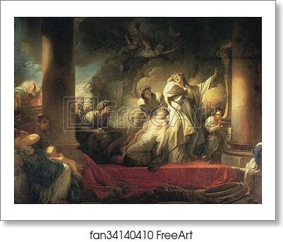 Free art print of The High Priest Coresus Sacrifices Himself to Save Callirhoe by Jean-Honoré Fragonard
