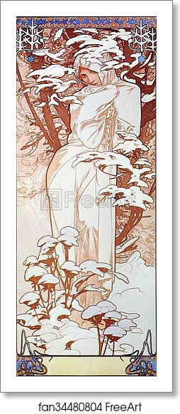 Free art print of Winter by Alphonse Mucha
