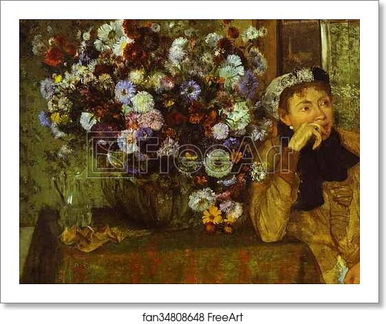 Free art print of Woman with Chrysanthemums by Edgar Degas Free art print of Woman with Chrysanthemums by Edgar Degas