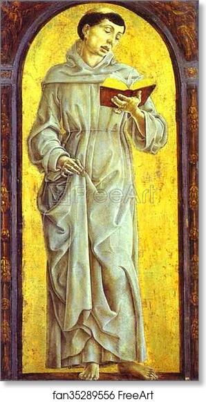 Free art print of St. Anthony of Padua Reading by Cosmè Tura (A.K.A. Cosimo Tura)