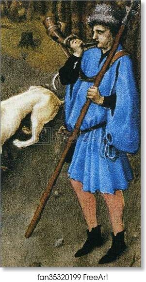 Free art print of Les trÄ�s riches heures du Duc de Berry. December. Chateau de Vincennes. Detail by Limbourg Brothers