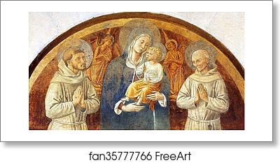 Free art print of Madonna and Child between St. Francis and St. Bernardine of Siena by Benozzo Gozzoli